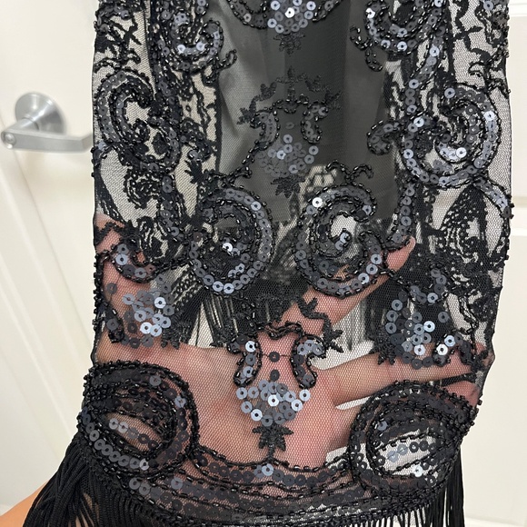 Heaven & Hell Black Beaded Fringe Flapper Dress – Size M - Picture 5 of 15